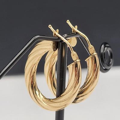 14k Gold Italy Hoop Earrings - 1.4gr