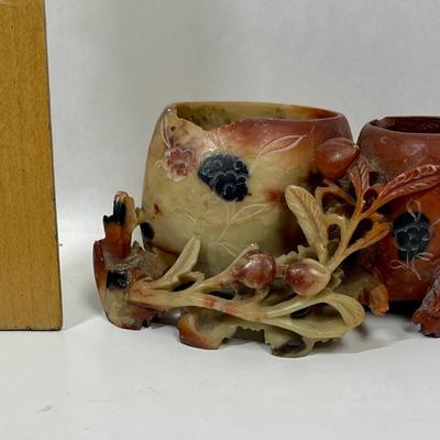 Antique Chinese Soapstone Brush Pots