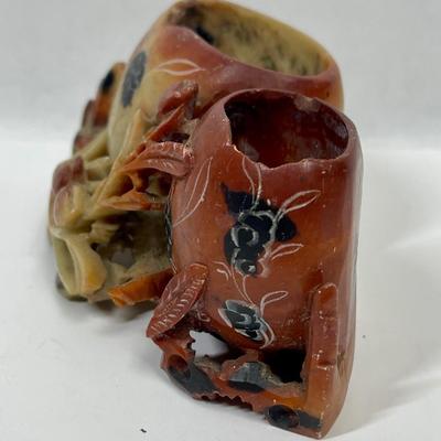 Antique Chinese Soapstone Brush Pots
