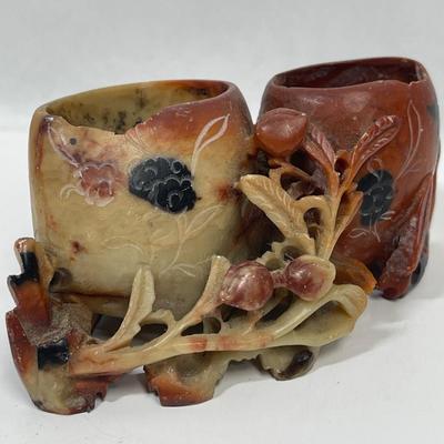 Antique Chinese Soapstone Brush Pots