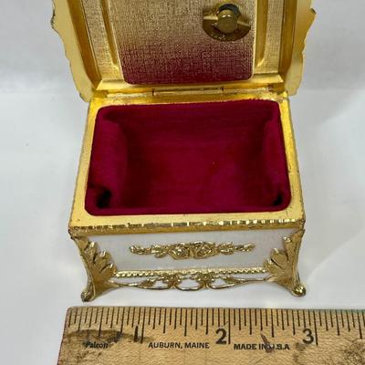 Vintage Westland Music Box Plays "MEMORY" Song Porcelain and Gold tone metal