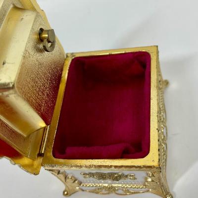Vintage Westland Music Box Plays "MEMORY" Song Porcelain and Gold tone metal