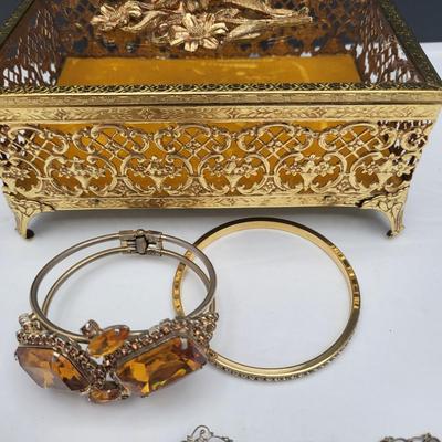Vintage Jewel Box & Juliana, Cameo, Swarovski Bracelets