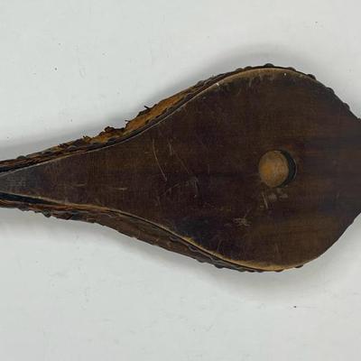 Antique Dutch Bellow Copper Wood Brass 19th Center Repousse Dutch Musketeer