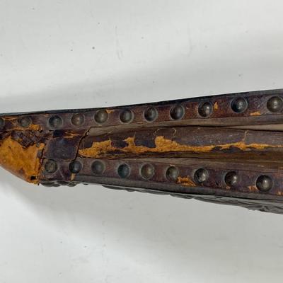 Antique Dutch Bellow Copper Wood Brass 19th Center Repousse Dutch Musketeer
