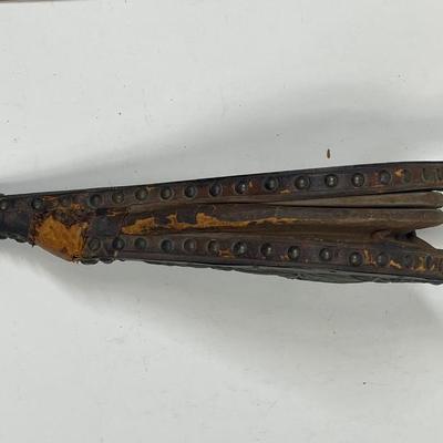 Antique Dutch Bellow Copper Wood Brass 19th Center Repousse Dutch Musketeer