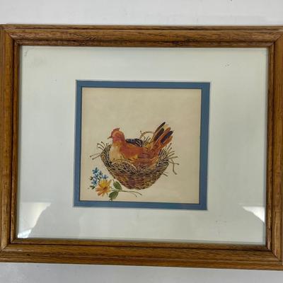 Vintage 1982 Robert A. Fleming Chickens For All framed art print