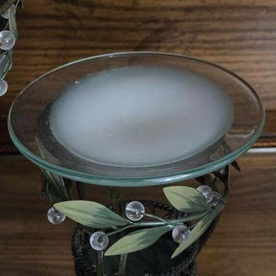 Partylite Glass Bowl with Stand and Wax Warmer