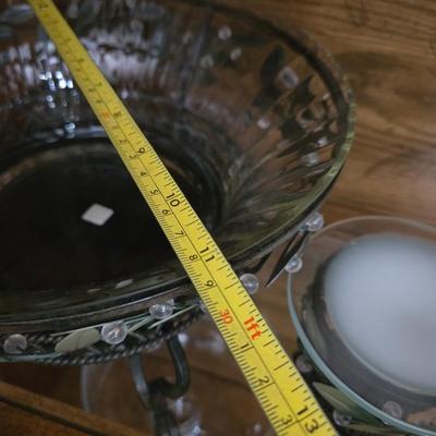 Partylite Glass Bowl with Stand and Wax Warmer