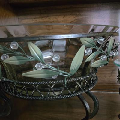 Partylite Glass Bowl with Stand and Wax Warmer