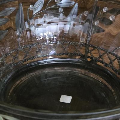 Partylite Glass Bowl with Stand and Wax Warmer