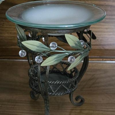 Partylite Glass Bowl with Stand and Wax Warmer