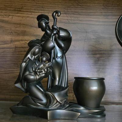 PartyLite Bronze Resin Nativity & Angel