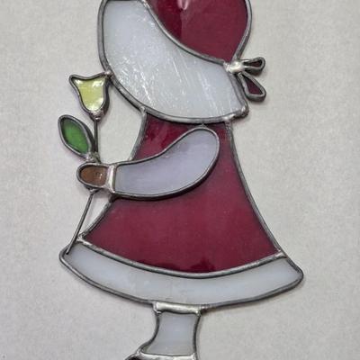 Stained Glass Girl with a Flower