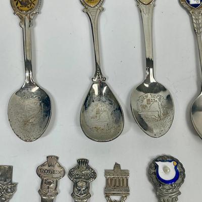 25 collectible antique teaspoons souvenir States, Countries, Attractions, Sterling