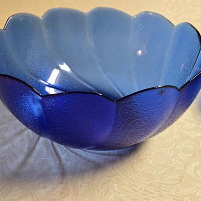 Cobalt Blue Glass Bowls and Candleholders