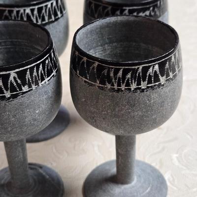 Carved Stone Sherry Size Goblets