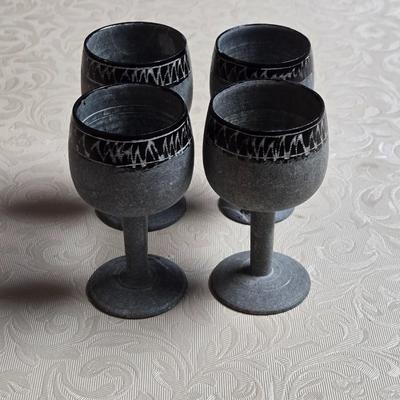 Carved Stone Sherry Size Goblets
