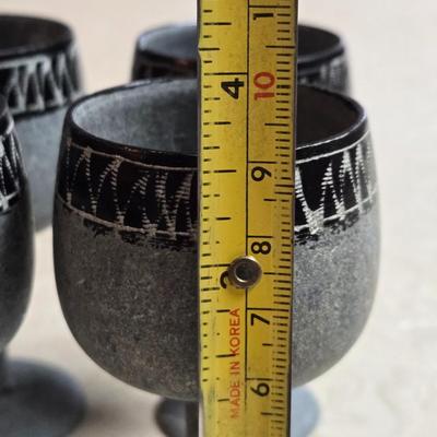 Carved Stone Sherry Size Goblets