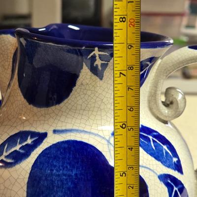 Cobalt Blue Glass Tumblers & Ceramic Pitcher
