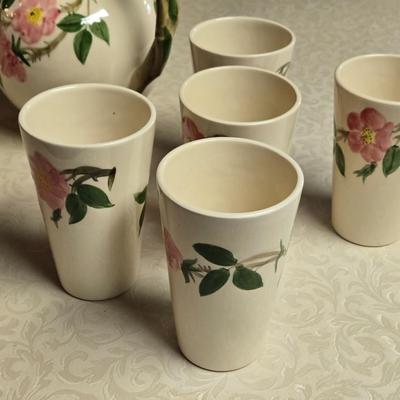 Franciscan Desert Rose China Pitcher and Tall Drinking Cups