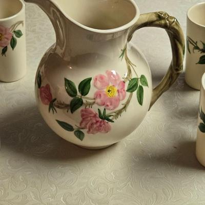 Franciscan Desert Rose China Pitcher and Tall Drinking Cups