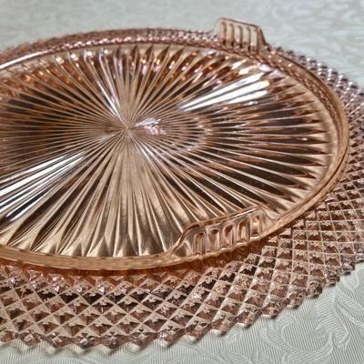 Vintage Pink Opaline Glass Platter and Vase