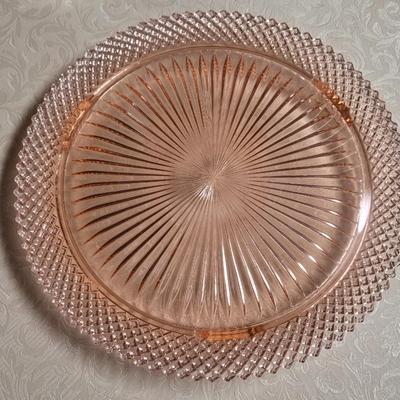 Vintage Pink Opaline Glass Platter and Vase