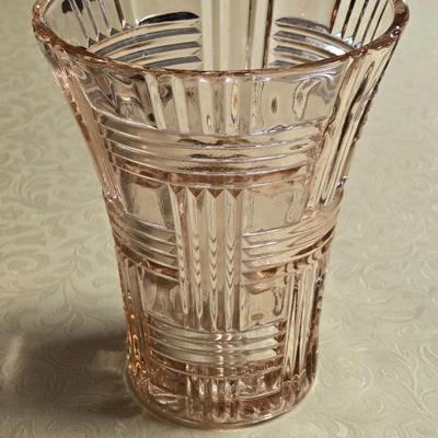 Vintage Pink Opaline Glass Platter and Vase