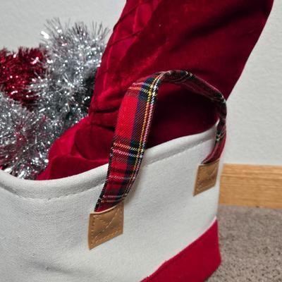 Christmas Basket, Tree Skirt, & Tinsel