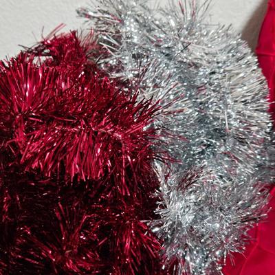 Christmas Basket, Tree Skirt, & Tinsel