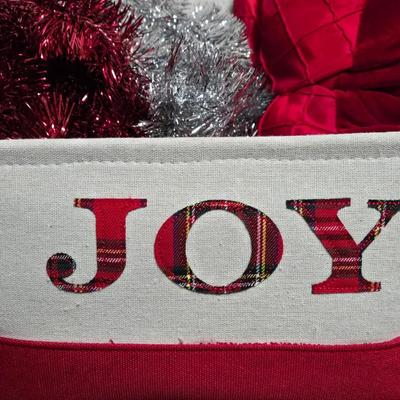 Christmas Basket, Tree Skirt, & Tinsel