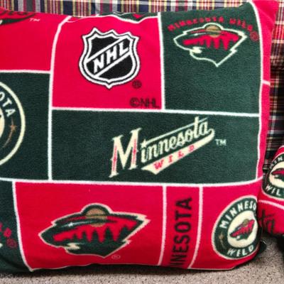 Red & Green Minnesota NHL Fleece Teddy & Pillow