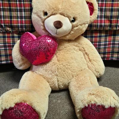 Huge Teddy with Pink Sequin Heart & Details