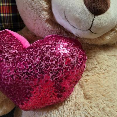 Huge Teddy with Pink Sequin Heart & Details