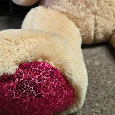 Huge Teddy with Pink Sequin Heart & Details
