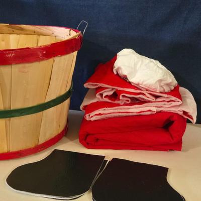 Harvest Basket with Quilted Fabric & Santa Boot Cut Outs