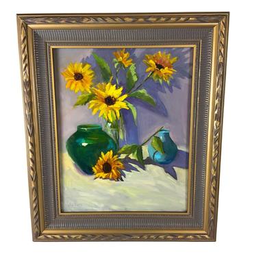 056 Original Sunflowers Still LIfe Painting by Kathie Rogers