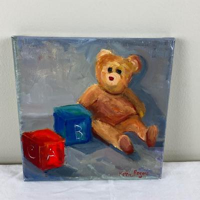 63 Original Oil Painting "My First Teddy" by Kathie Rogers