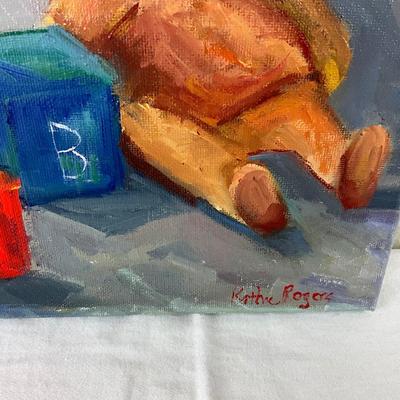 63 Original Oil Painting "My First Teddy" by Kathie Rogers