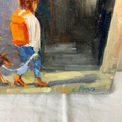 64 Original Oil Painiting "Walking the Dog" by Kathie Rogers