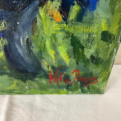 67 Original Oil Painting "Old Blue" on Board by Kathie Rogers