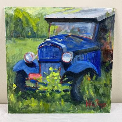 67 Original Oil Painting "Old Blue" on Board by Kathie Rogers