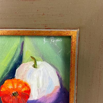 69 Original Oil Painting of Still LIfe Pumpkins by Kathie Rogers