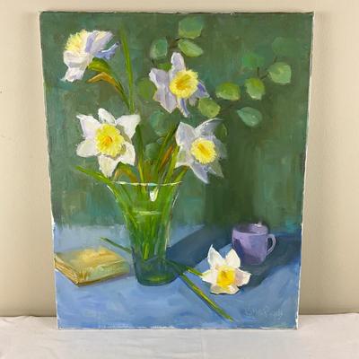 74 Original Oil Painting of Daffodil Still Life by Kathie Rogers