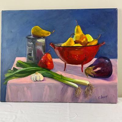 80 Original Acrylic Still Life of Fruit & Vegetables by Kathie Rogers