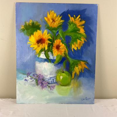 85 Original Acrylic Sunflower Still LIfe Painting by Kathie Rogers
