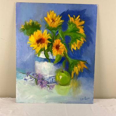 85 Original Acrylic Sunflower Still LIfe Painting by Kathie Rogers