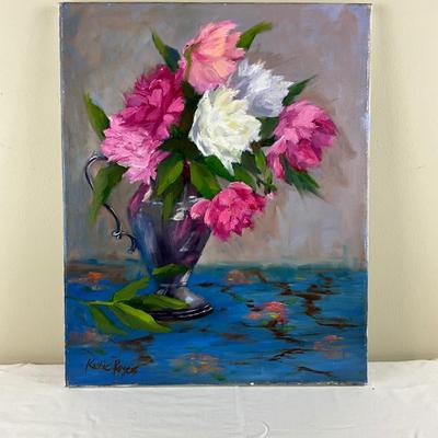 86 Original Oil Painting "Peonies in Silver" by Kathie Rogers