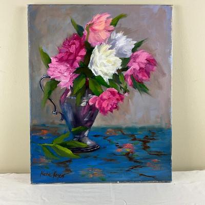 86 Original Oil Painting "Peonies in Silver" by Kathie Rogers